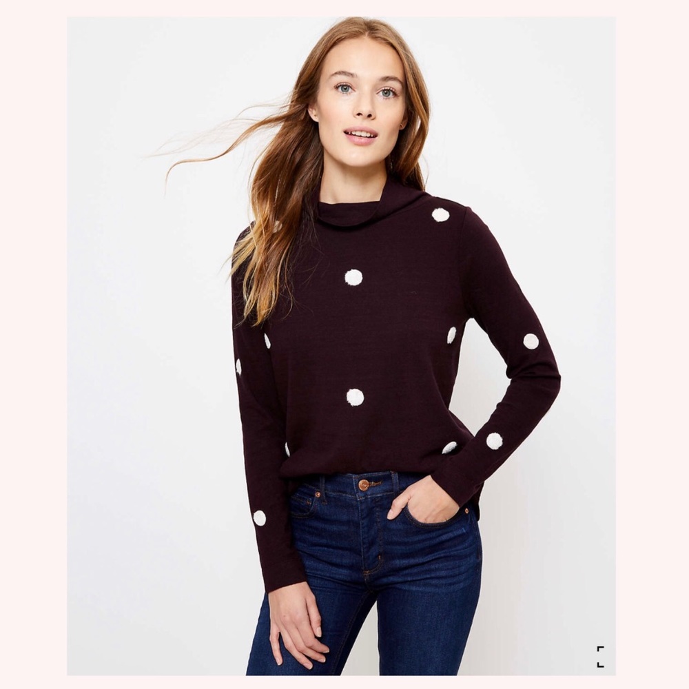 LOFT Dotted Mock Neck Sweatshirt